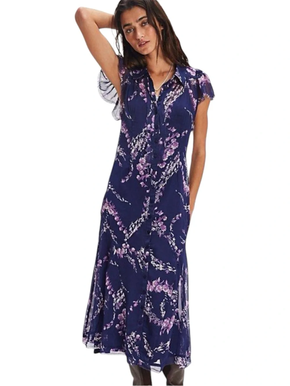 Free People Navy Combo Cannaday Maxi  Dress Size Small